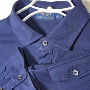 Polo Ralph Lauren Polo Shirt Men's Size‎ XL Navy Blue Button Pocket Long Sleeve
